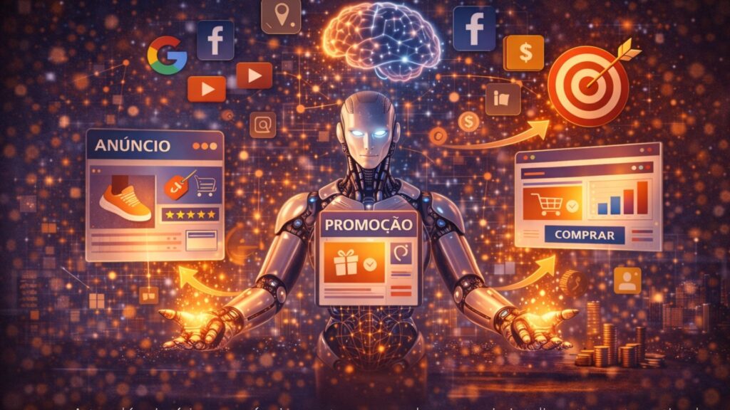 Conceito futurista de marketing digital automatizado