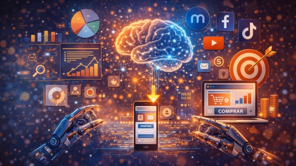 Algoritmos analisando dados de marketing digital