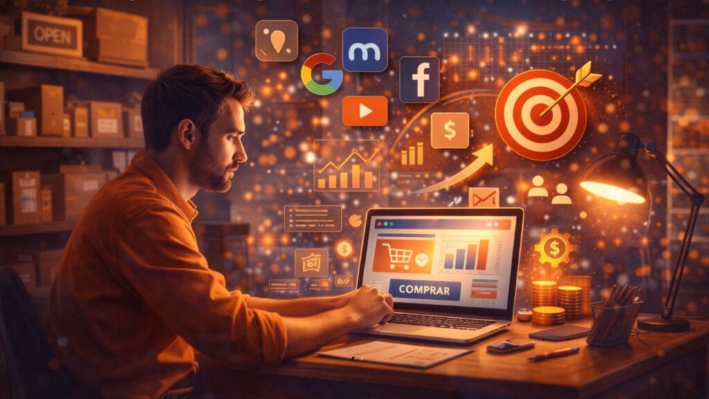 Pequena empresa analisando campanhas online