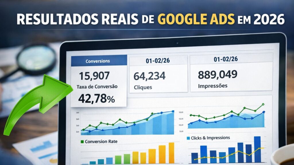 dashboard de marketing digital mostrando resultados de campanhas google ads