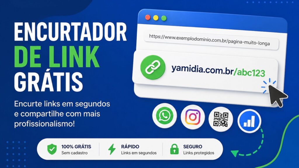 Encurtador de link grátis com exemplo seulink.com.br mostrando como encurtar qualquer URL online