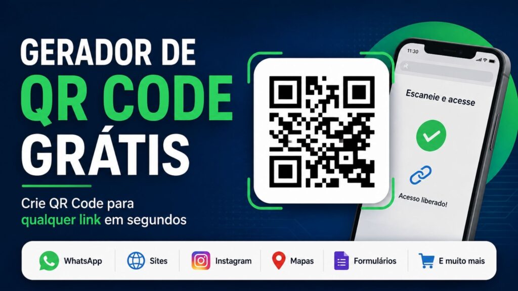 Gerador de QR Code grátis para qualquer link com criação rápida e personalizada